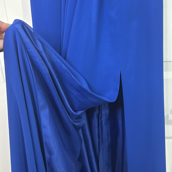 Betsey & Adam Dress Lace Up Back Plunging Front EUC Size 2 Royal Blue Women’s - Picture 11 of 15